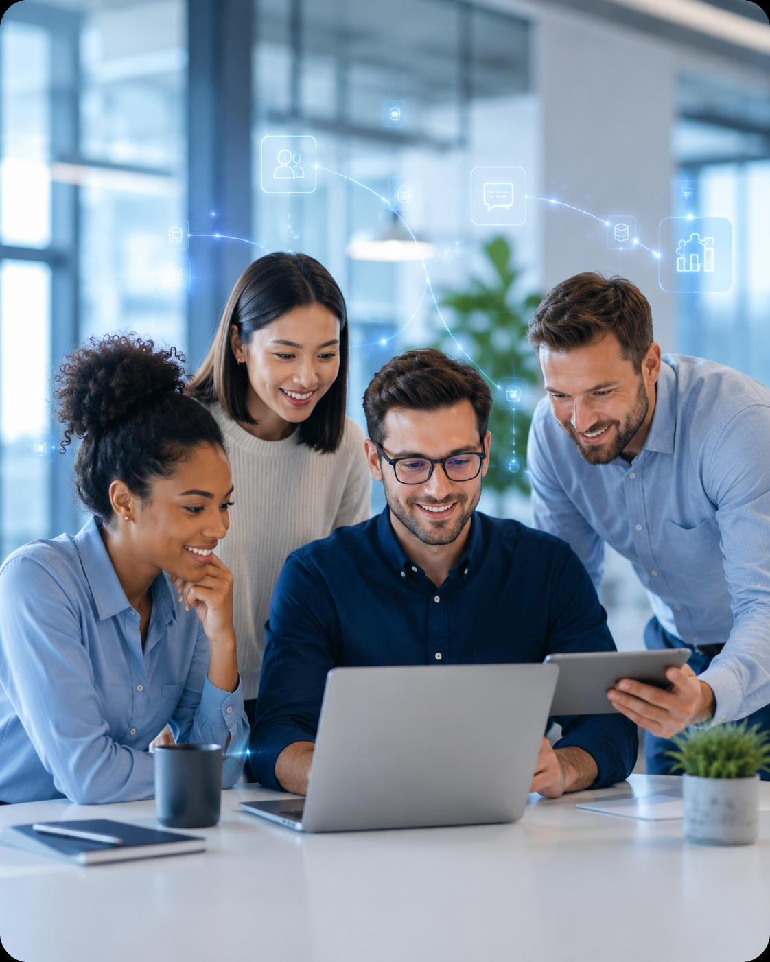 Collaborative meeting in a modern office