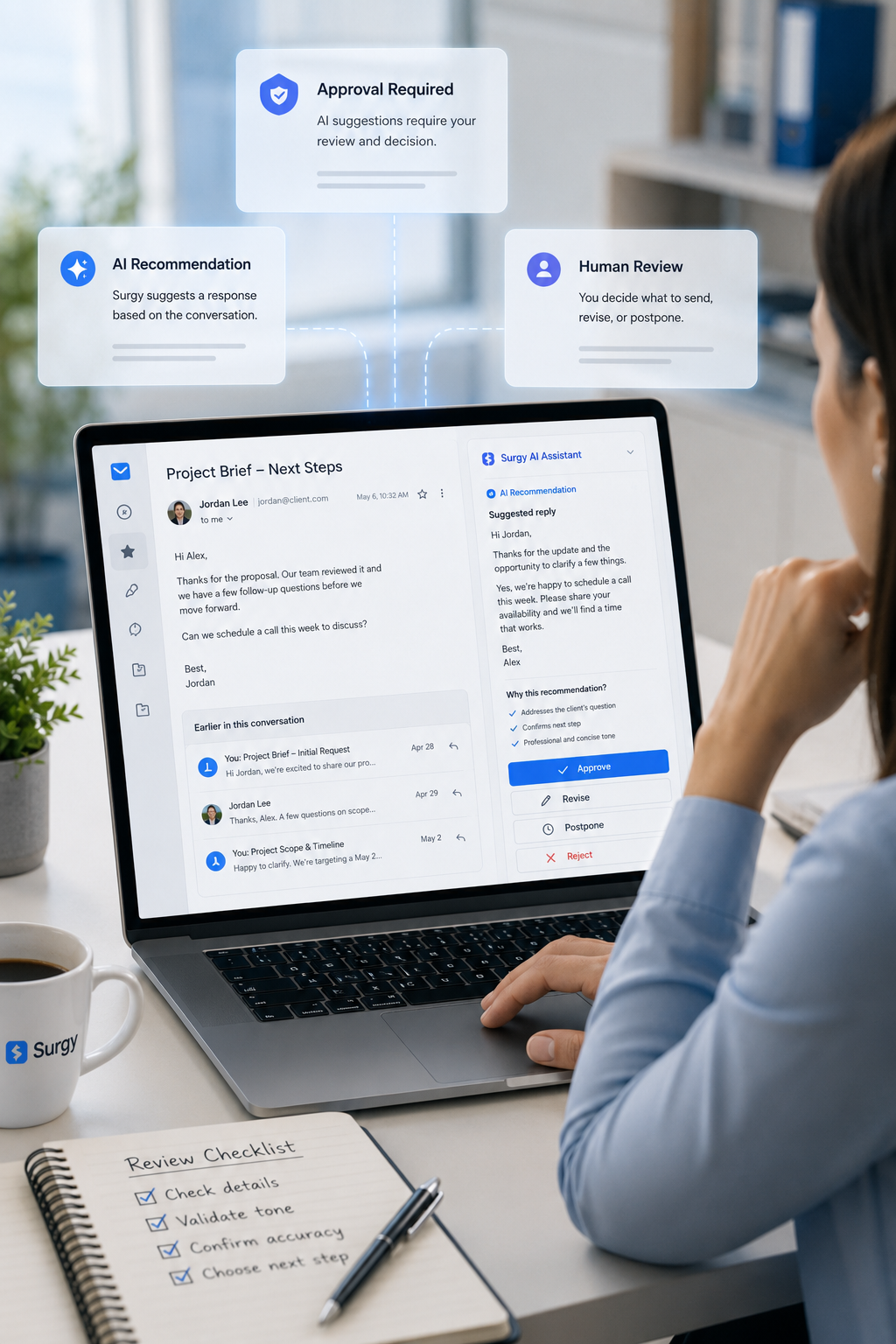 Surgy AI Email Review Workspace